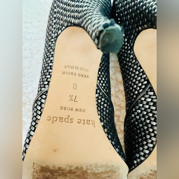 Kate Spade Metallic Gunmetal Woven textured Women's Heels Size 7.5 - Picture 8 of 9